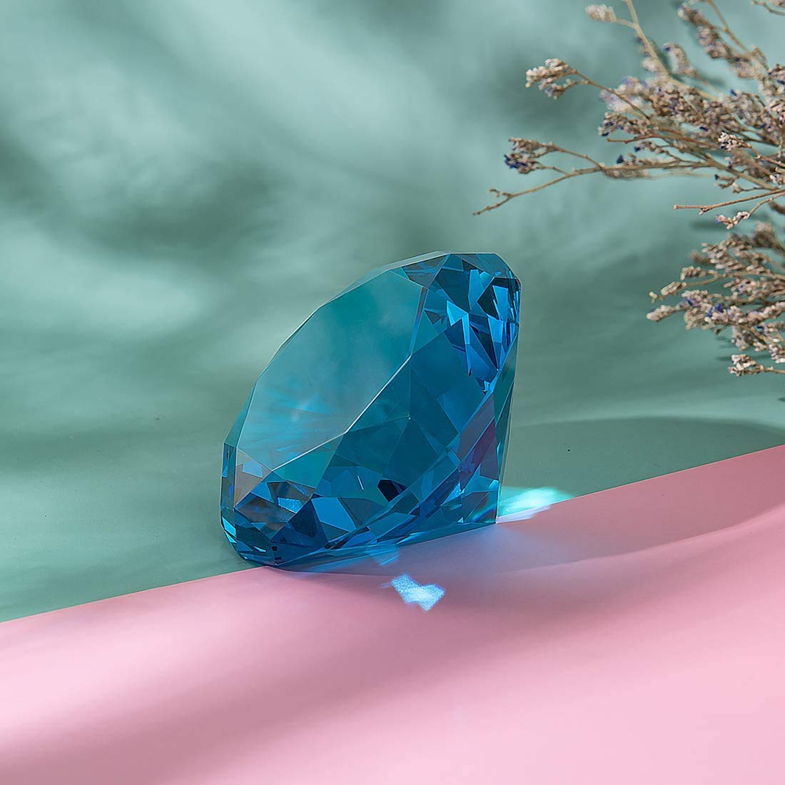 Pisapapeles LONGWIN con diseño de diamante de varias caras, 100 mm, color sólido, Aquamarine Blue