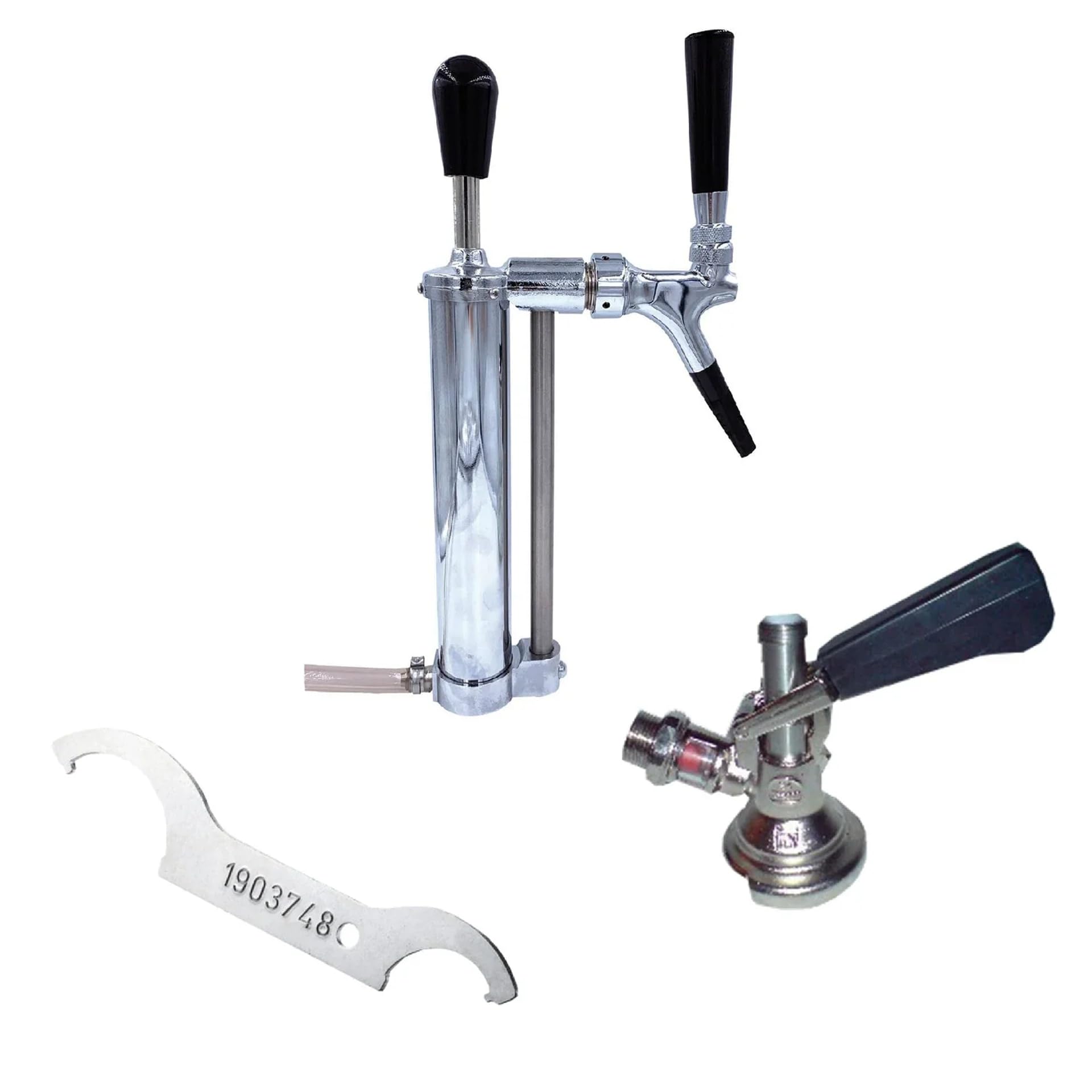 Kit completo bomba de cerveza picnic con grifo pistón 3/4, salida CO2, cabezal cesta - dispensador portátil para barriles type S