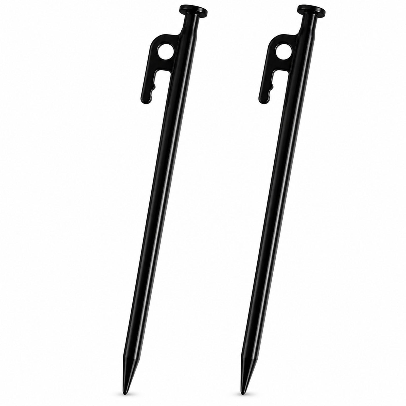 SOREIA 10 Inch Heavy Duty Steel Tent Stakes, 2 Pack Ground Anchors, Black