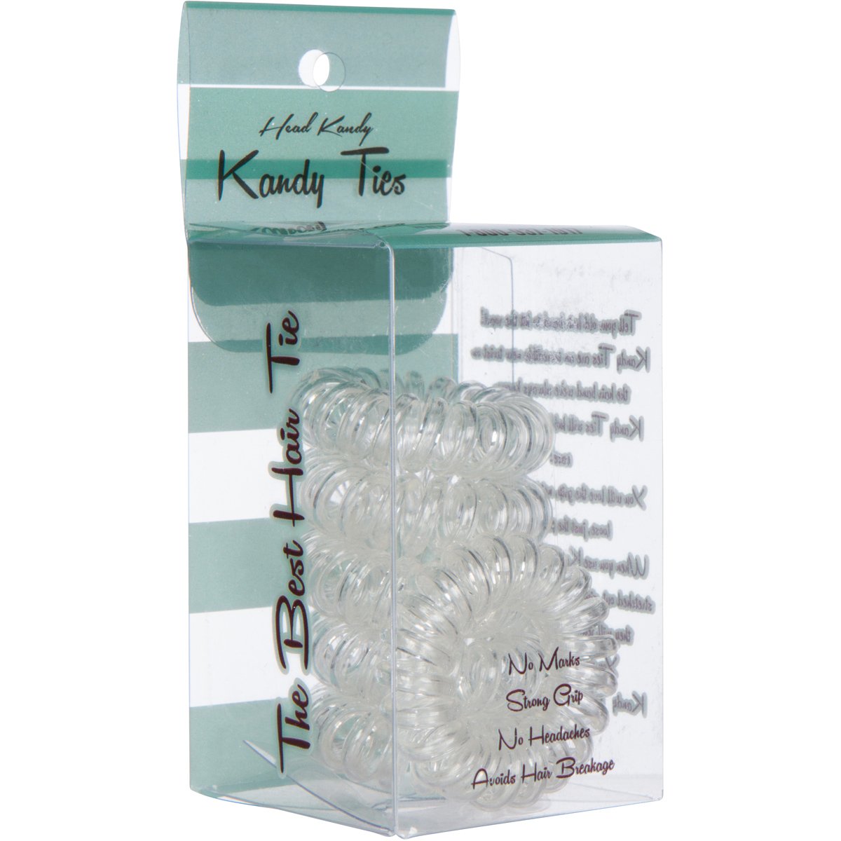 Head Kandy, Kandy Ties (boss), Creaseless Hair Ties, Clear, 6 pack, For All Hair Types