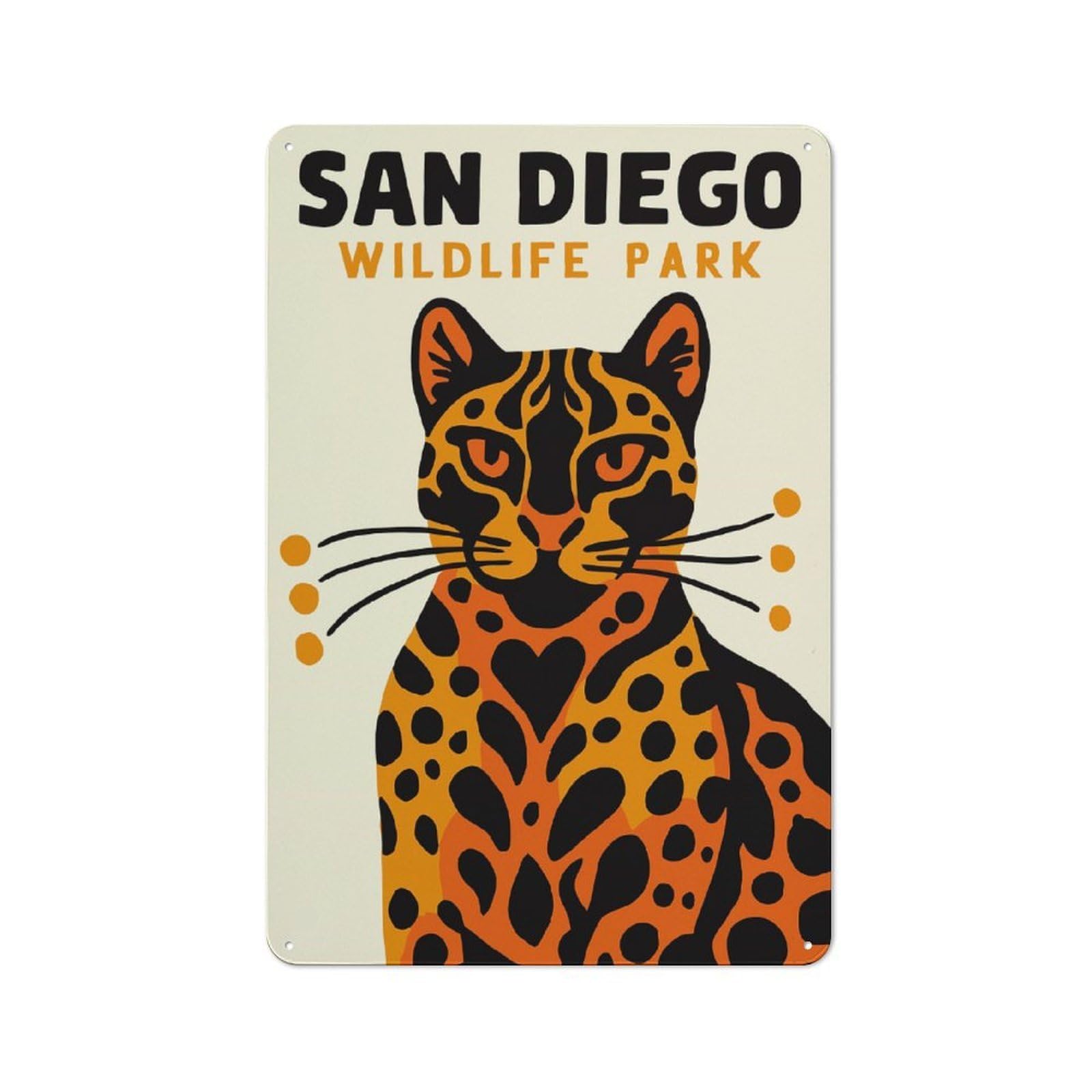 Junmoney Style-8 Casual San Diego Wildlife Park Leopard Poster Garden Room Metal Sign 30X20cm, Porch Wall Decor For Conservatory, Home Bar Or Utility Room