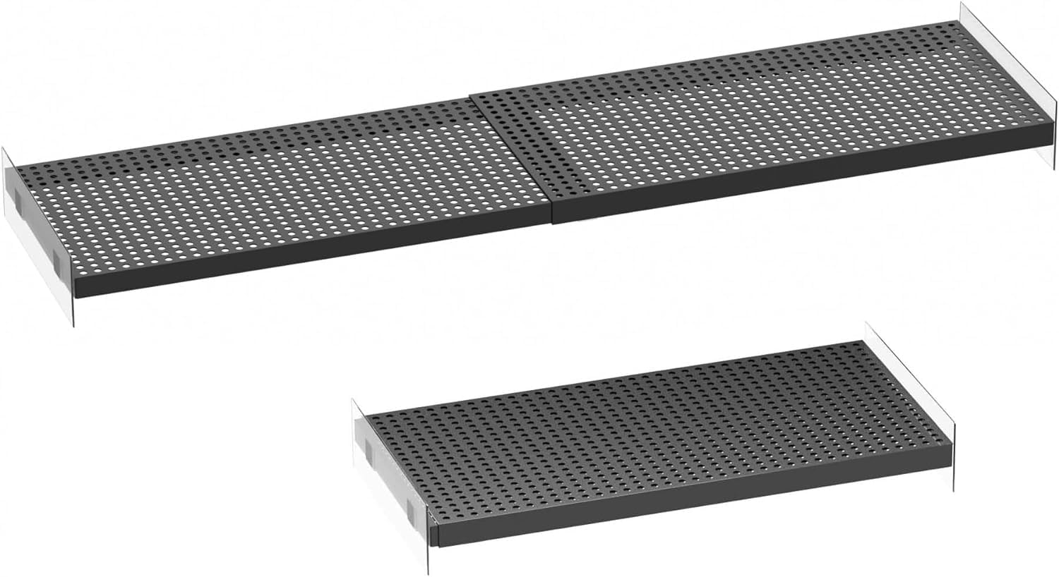 Adjustable Closet Shelves Organizers, Expandable for Cabinet Rack Storage Wardrobe Tension Shelving for Pantry Cupboard Kitchen (2 Perforated-W:7.87" x L: 17 "~ 31")