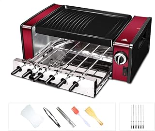 review Household Electric Barbecue BBQ, with 360-Degree Rotation Compact and Exquisite Suitable Can accommodate 2 to 4 People for Picnics Camping Indoor and Outdoor Parties (Smokefree Grill)