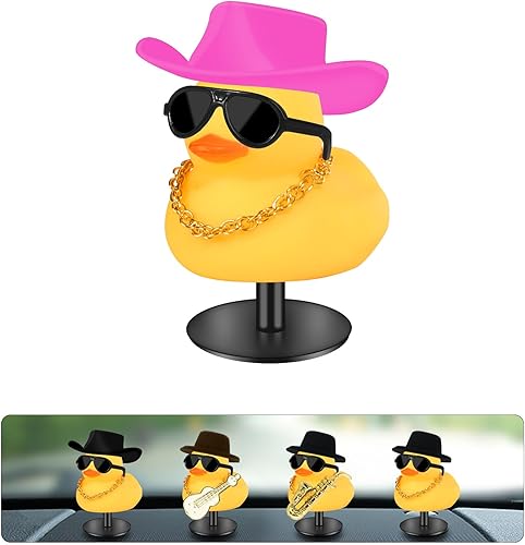 Miniatura 48 de Patos de goma con soporte de enchufe de pato, patos de automóvil para tablero de instrumentos, pato para decoración de Jeep y automóvil, divertido