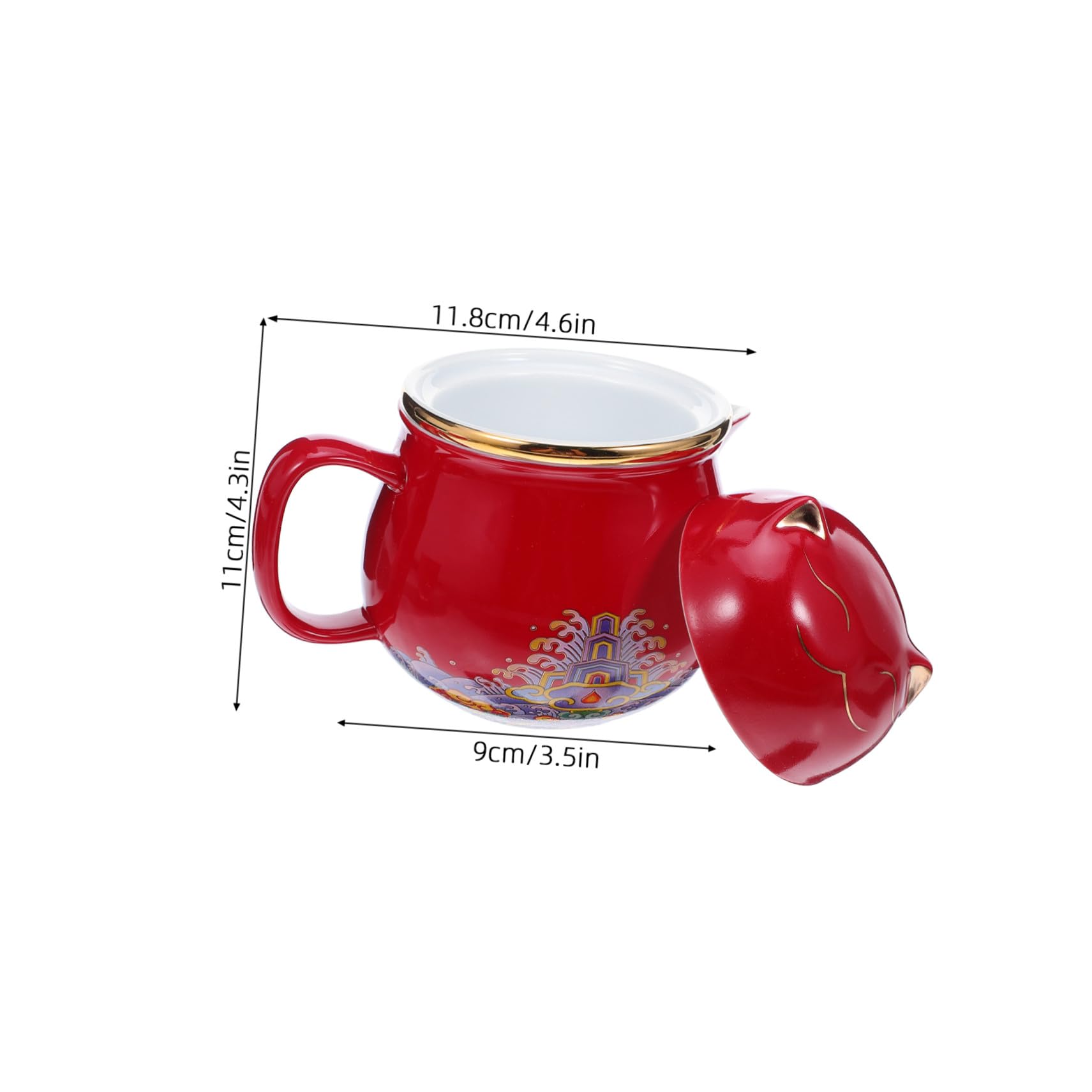 Service à Thé Céramique avec Motif Chat Portable Une Théière et Deux Tasses pour Bureau Voyage et Activités Extérieures