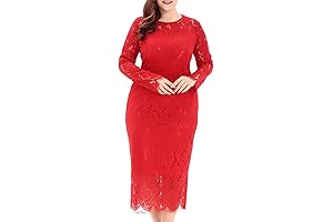 Eternatastic Women's Long Sleeve Floral Lace Dress for Plus Sizes