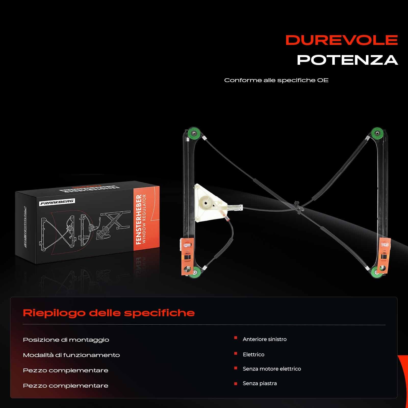Frankberg Alzacristalli senza motore anteriore sinistro Sostituzione per A3 8P1 2/3 porte 2003-2012 8P3837461A