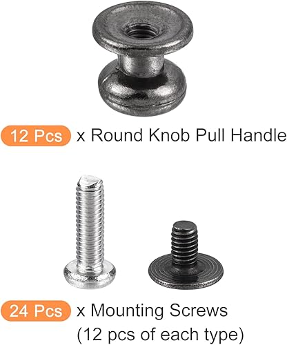 Miniatura 6 de METALLIXITY Mini tiradores de cajón (0.31 pulgadas), 12 unidades, aleación de zinc, mini pomos de cabeza redonda con tornillos, para manija de cajón