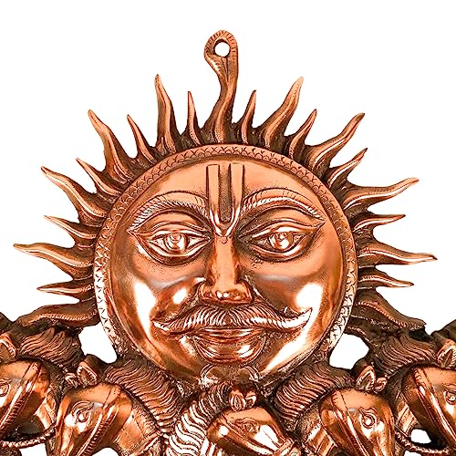 Image of Apka Mart The Online Shop 7 Running Horse With Sun Wall Hanging - For Vastu, Feng Shui, Home, Office, Living Room Wall Decor & Gifts (Metal - Alloy, Color - Copper Shade, Size - 17x17 Inch)