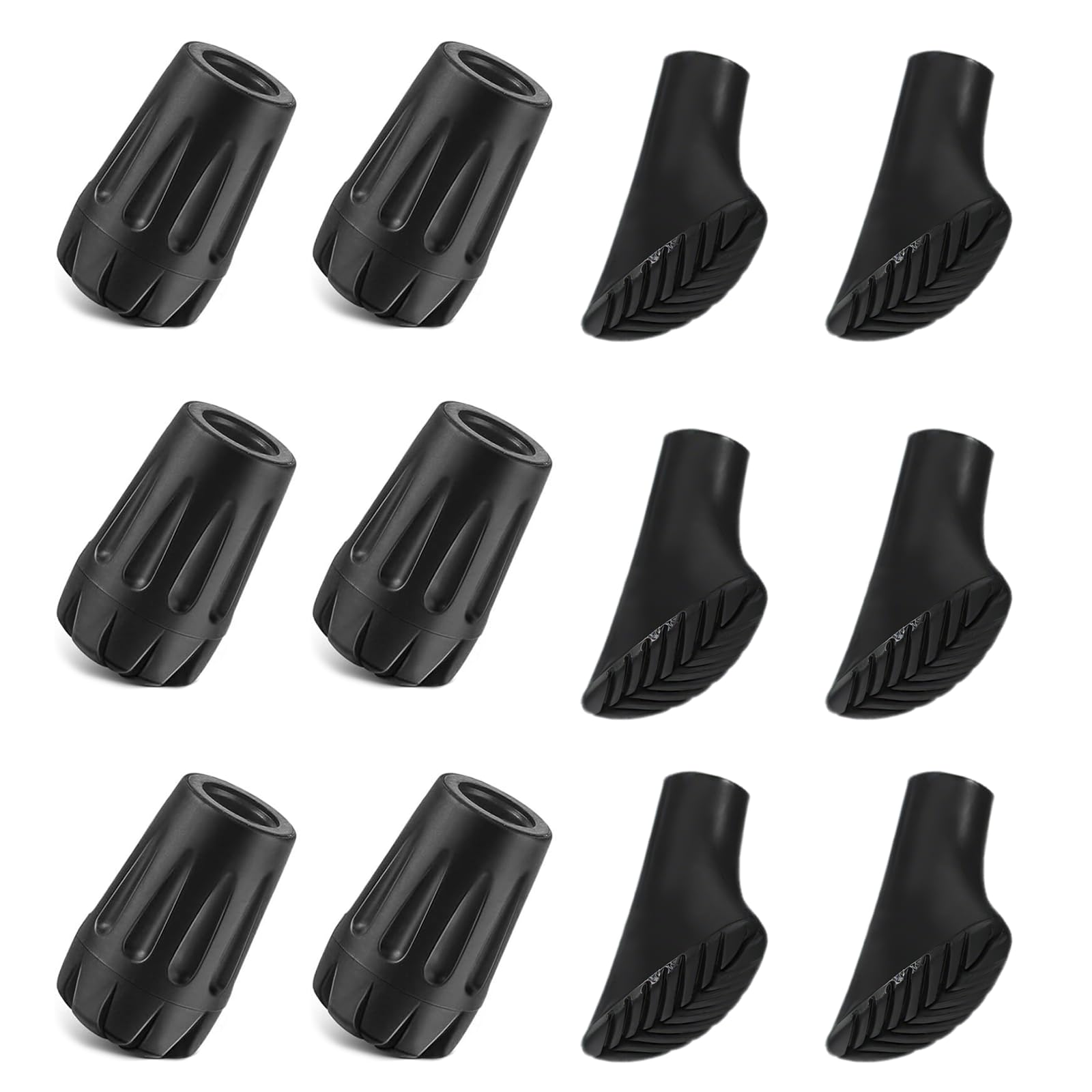 Nordic Walking Pads, 12Stück/6 Paar Nordic Walking Stöcke Gummipuffe, Gummipuffer für Wanderstöcke, Walking Stöcke Gummipuffer, Walking Pads, Für Trekking Asphalt Kies Gebirge Mit Durchmesser (10mm)