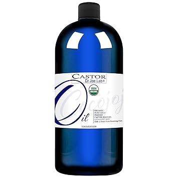 Organic Castor Oil - Hexane Free Non GMO Castor Bean Carrier Oil Moisturizing Hydrating for Hair Skin Face Body Nails Locs Lashes Eyebrows - 100% Pure USDA Certified Organic - 32 Oz