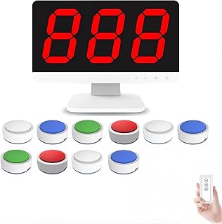 Wireless Quiz Game System with Multi Groups Buzzers & Monitor, Long Range Quiz Buzzer System with 4 Led Colors & 3 Modes for School Contests Classroom Party Quizzes 10 groups