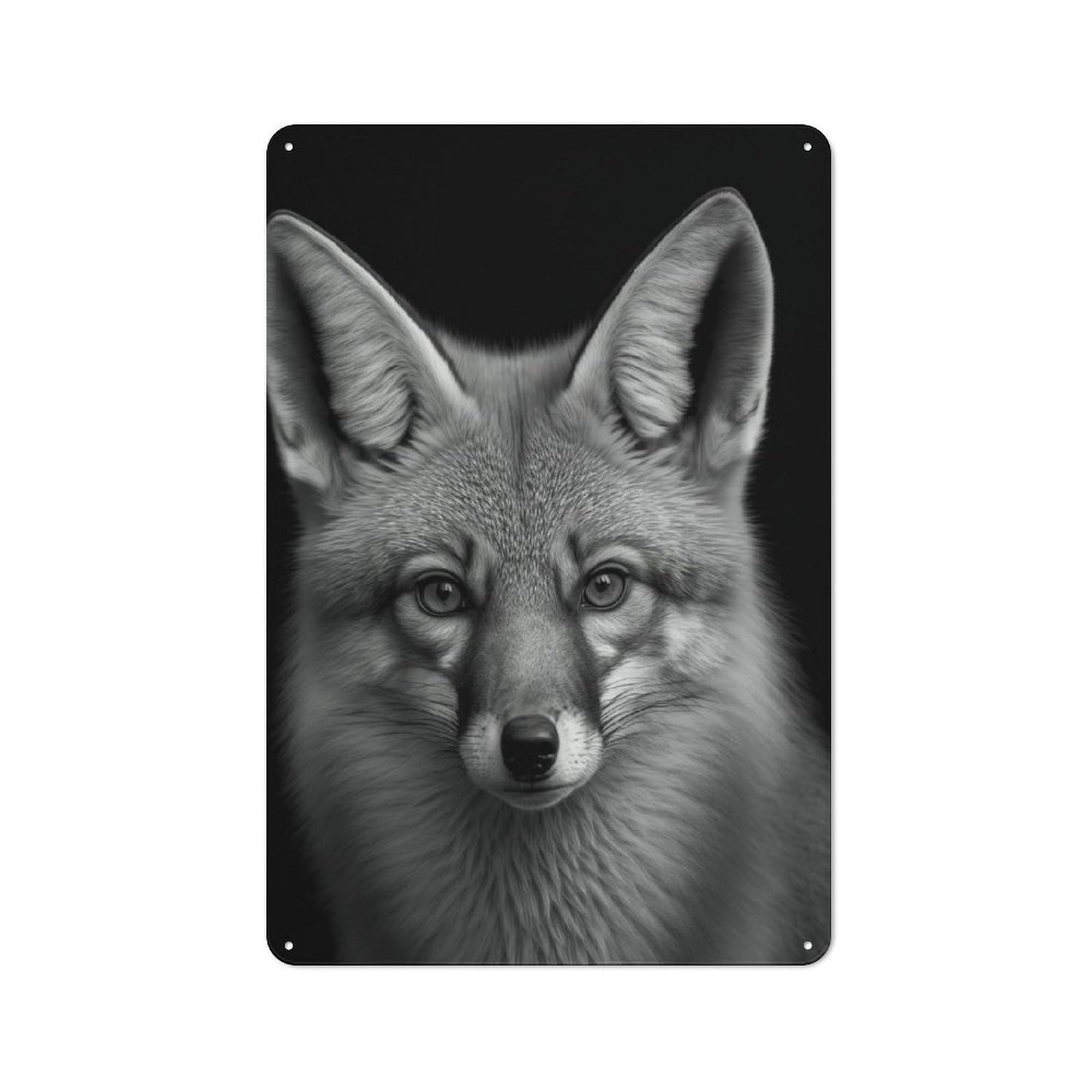 Outdoor Room Shed Metal Sign 30x20cm Featuring Portrait of A Fox, Utility Space Decor for Patio Bar, Workshop, Shed Or Kitchen