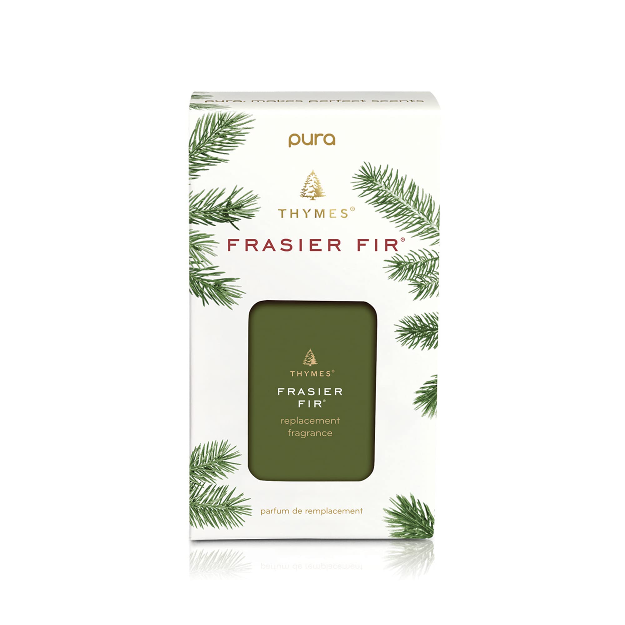 Thymes Frasier Fir Pura Car Diffuser – Pura Car Air Freshener with Refill – Frasier Fir Diffuser Refill with Notes of Crisp Siberian Fir Needles, Cedarwood & Sandalwood