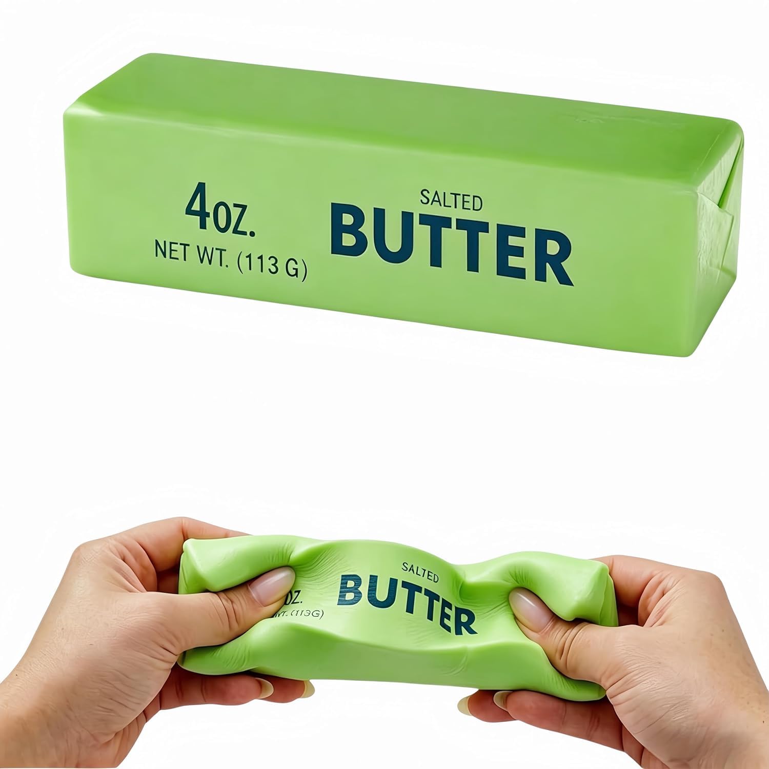 Butter Squishy Soft Green Butter Squishys Stress Relief Block Squeeze Butter Stress Toy Portable Decompression Sensory Toy Anxiety Relief Fidget Toy for Relaxation Boys Girls Home Office Classroom — image 1