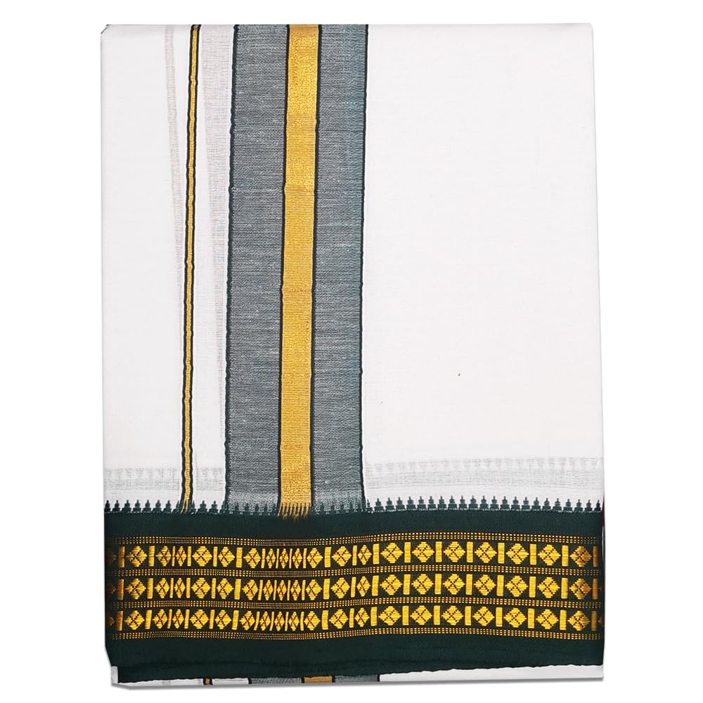 pure cotton colour dhoti udraj coin border 9x5