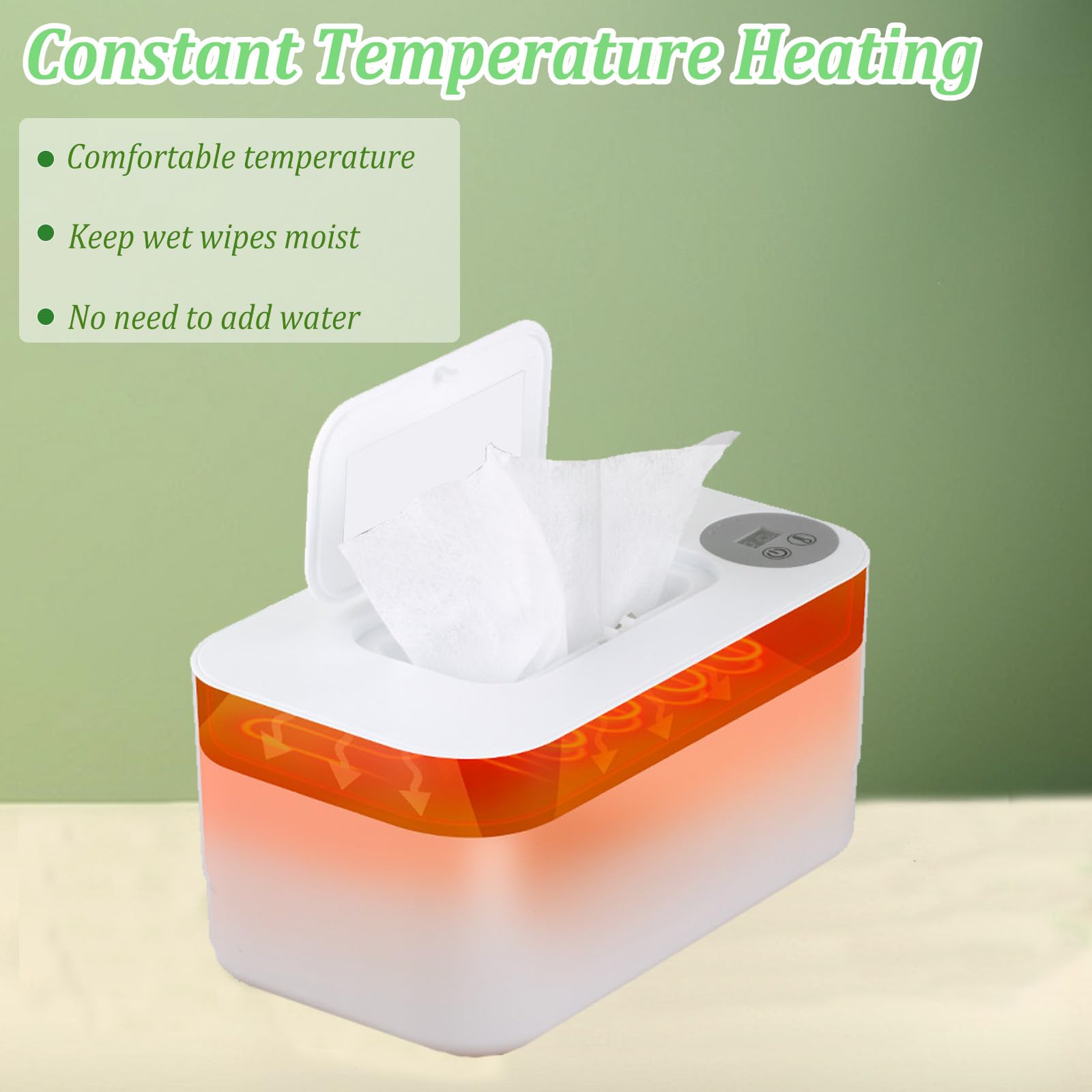 Chauffe-lingettes pour bébé, chauffe-lingettes pour bébé, chauffe-lingettes à température constante, chauffe-lingettes humides avec veilleuse, distributeur de lingettes chauffantes de grande capacité