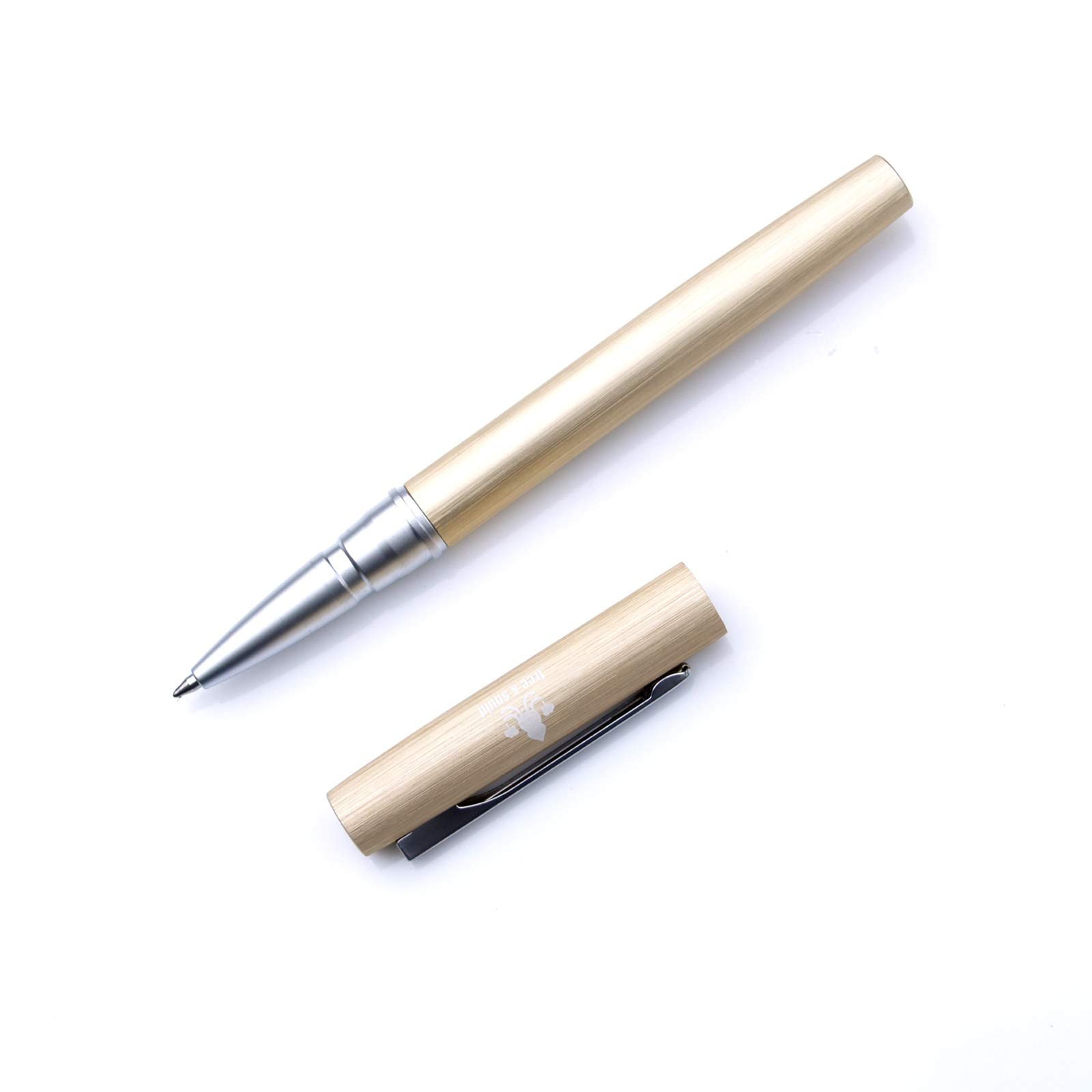 Tree and Squid Metal Rollerball Pen Brushed Gold Colour Medium Point Black Ink
