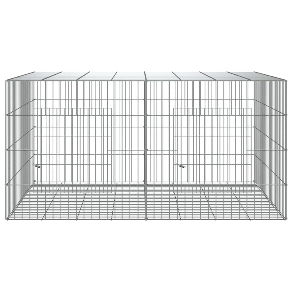 Kaninchenkäfig, 2 Paneele, 110 x 79 x 54 cm, aus verzinktem Eisen, Laufstall für Kleintiere mit separaten Fächern, belüfteter Kaninchenstall, robust und langlebig