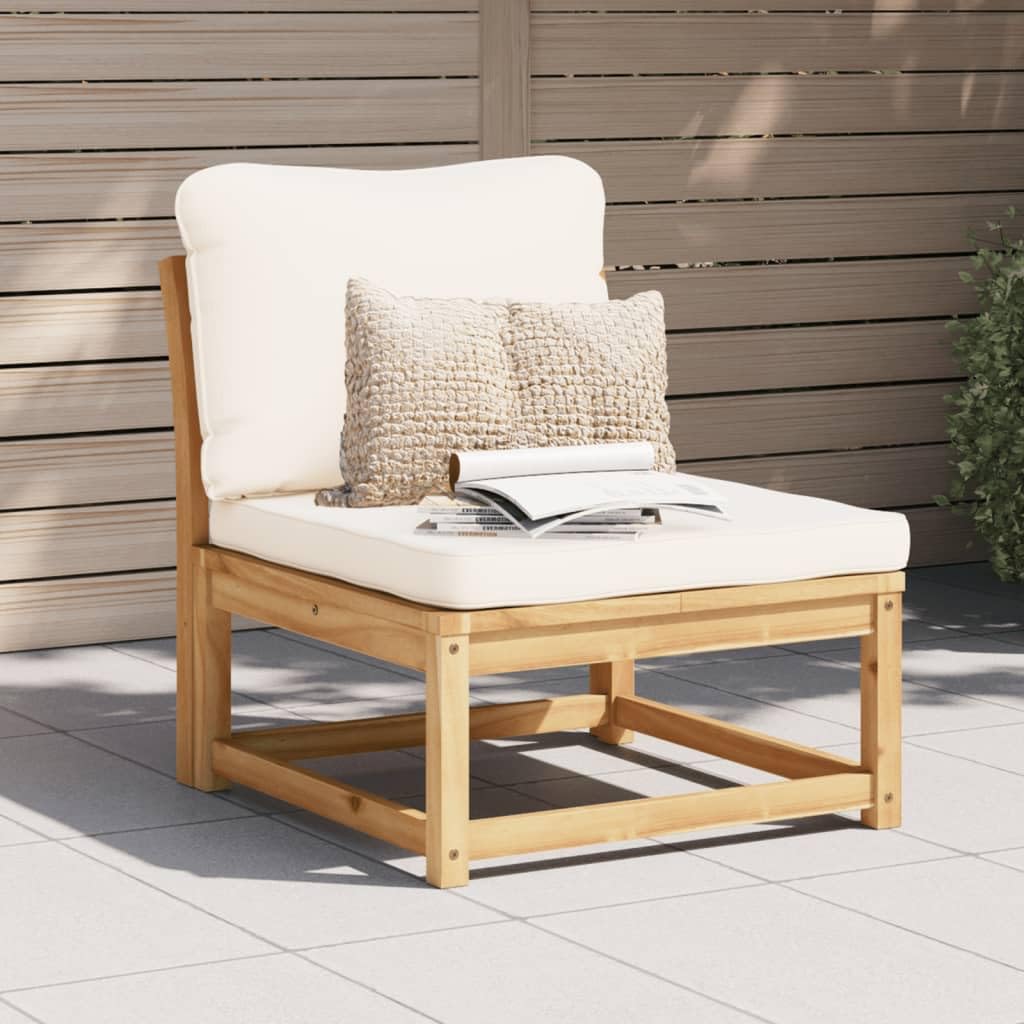 Canapé de jardin acacia avec coussins blancs pour votre terrasse ensoleillée