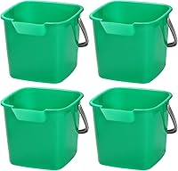 Peohud 4-Pack 3-Quart Green Sanitizing Buckets with Spout & Handle - Durable Square Plastic Cleaning Pails for Home, Kitchen, Office