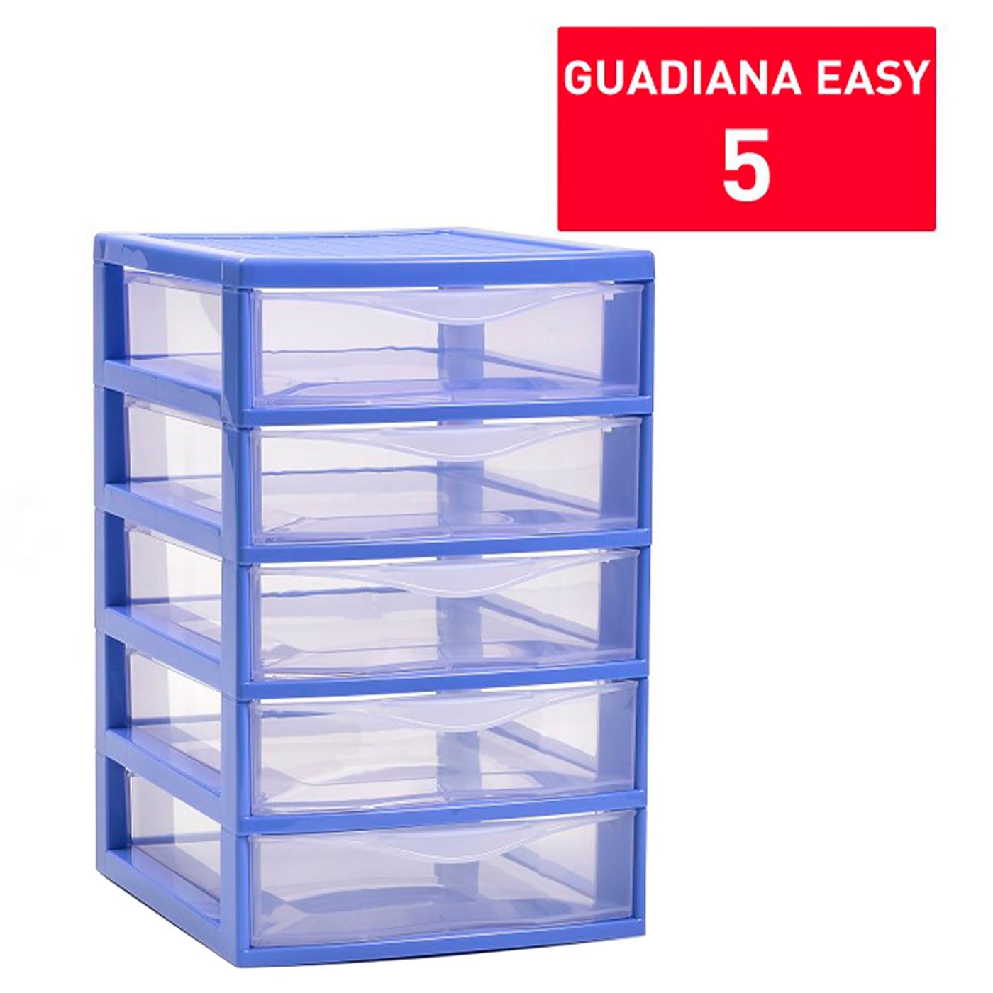 Tradineur Cassettiera Da Tavolo Guadiana – 3 Cassetti Trasparenti, Struttura Blu, Plastica Resistente, 17,5x18x21,5 Cm, Prodotta In Spagna - 2