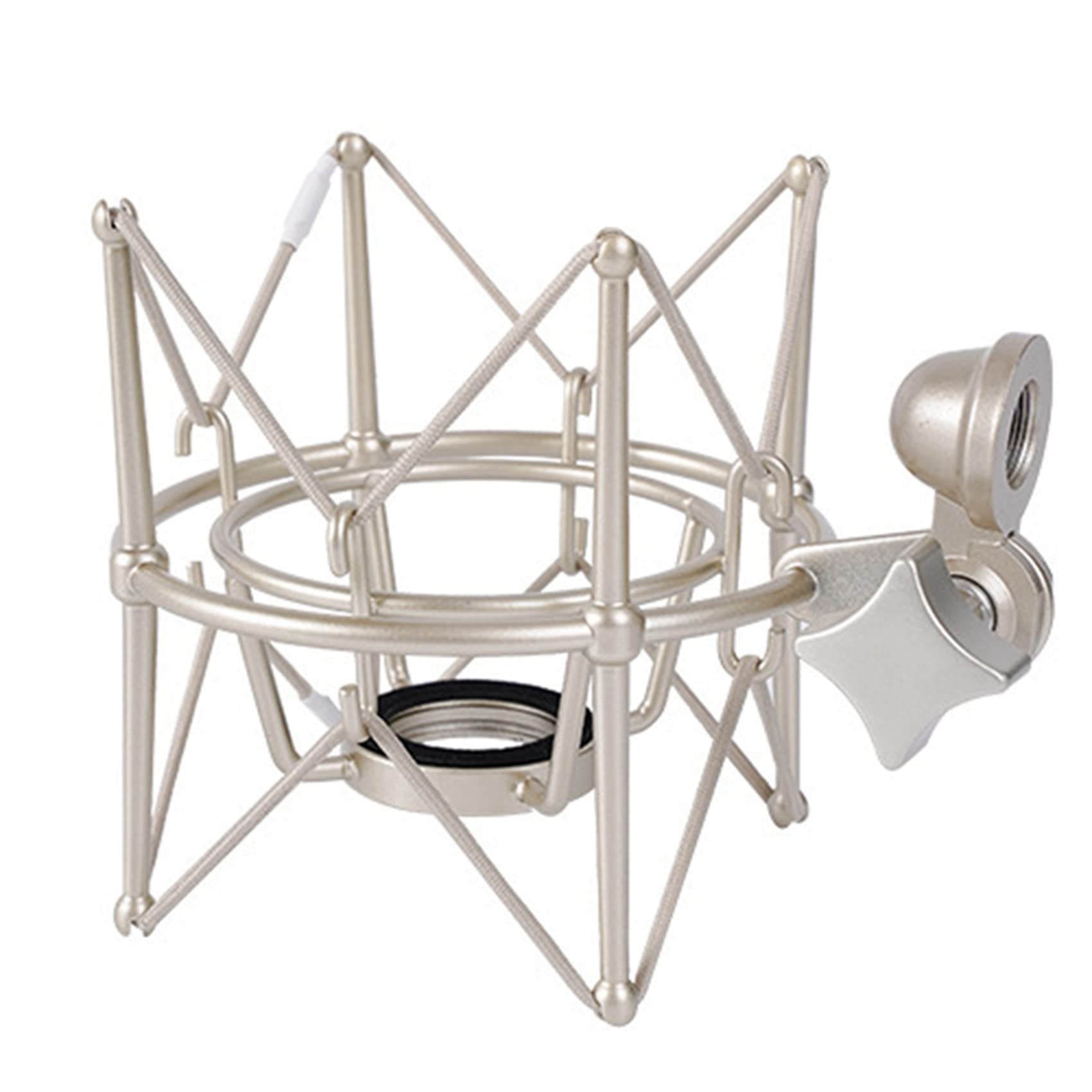 VENEKA 2X Mikrofon-Stoßdämpferhalterung, Verstellbare Halterung, Aufnahmemikrofonständer, Metallhalterung, Mikrofonständer (Champagne Gold)
