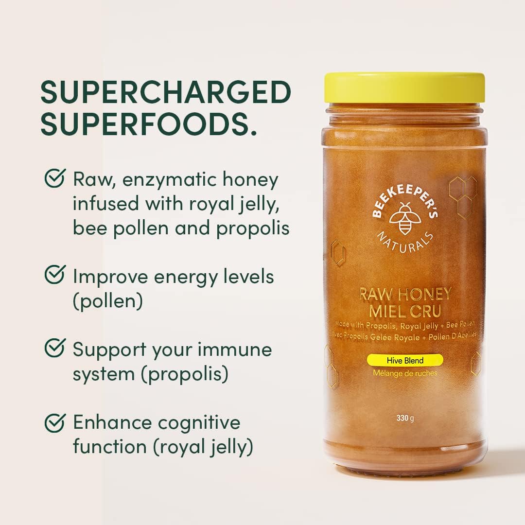 BEEKEEPER'S NATURALS B.Powered Superfood Honey for Everyday Wellness - Raw Honey with Bee Pollen, Propolis + Royal Jelly (11.6 oz) - Image 8