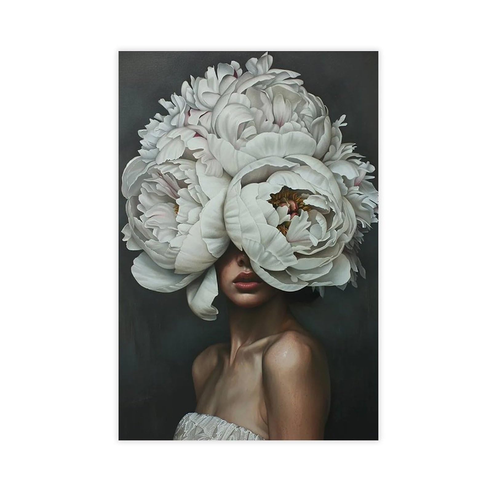 Bareronor Floral Woman Portrait (3) Canvas Poster Bedroom Decor Landscape Office Room Decor Gift 12" L X 18" W