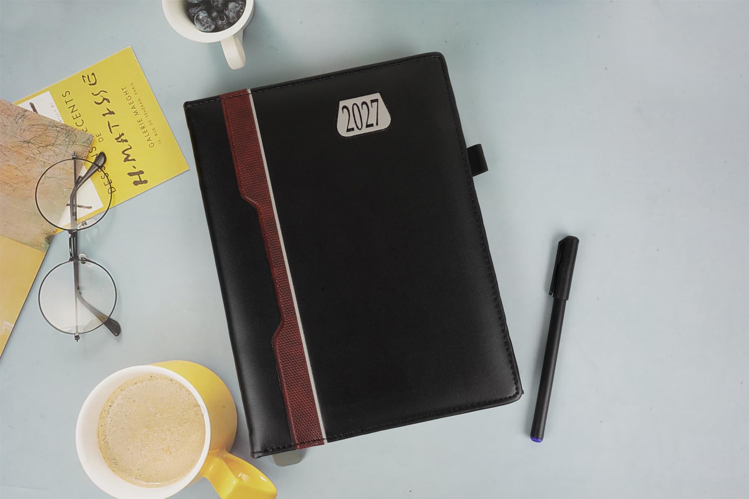 2027 Diary Planner with Pen Holder, Black PU Leather Thermal Cover-image-48
