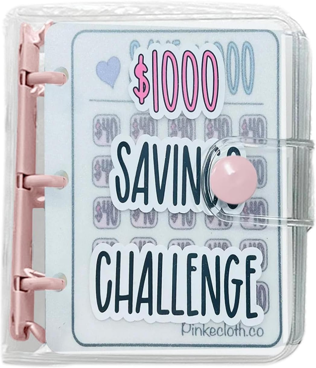 1000 Savings Challenge Binder, Money Saving Binder, Savings Challenges Book with Envelopes, Envelope Savings Challenge, Mini Budget Binder with Cash Envelopes (FENS)
