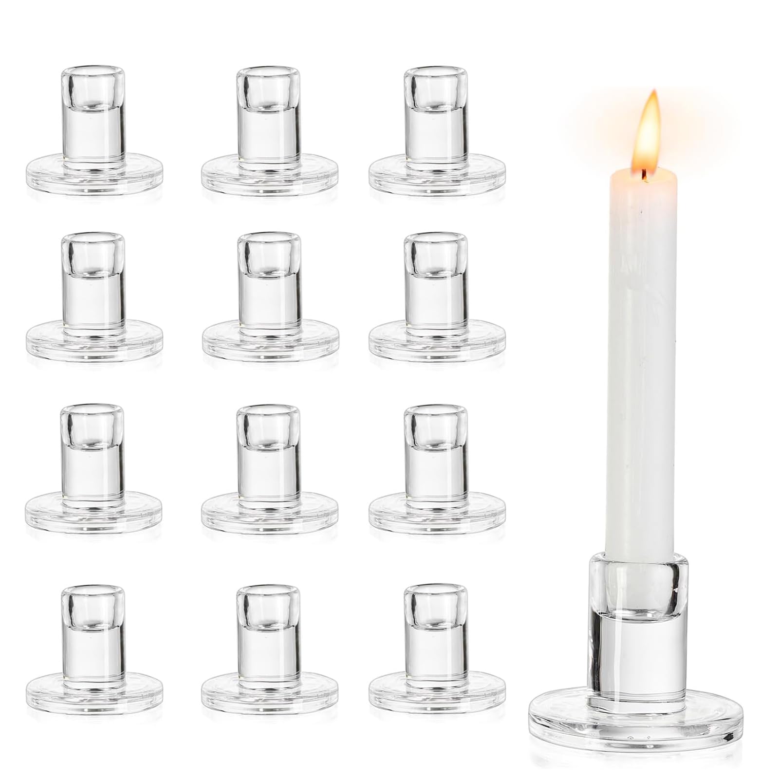 12er Kerzenhalter Glas Kerzenständer Stabkerzen, Kerzenständer Teelichthalter Transparent für Stabkerzen und Teelichter Klein Stabkerzenhalter Hochzeit Party Weihnachtsdeko Tischdeko Deko