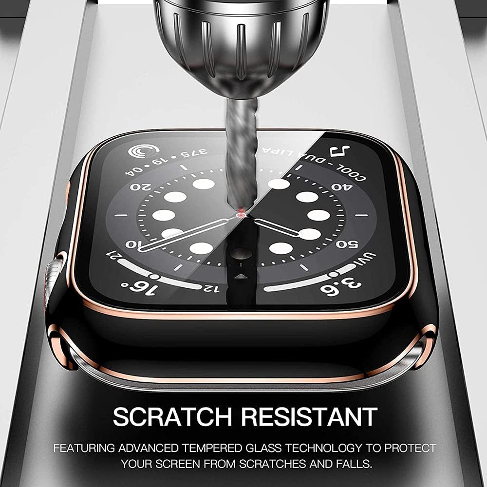 Glass + Cover for Apple Watch Case 45mm 41mm 44mm 40mm Two Color Screen Protector Bumper iWatch Series 8 7 6 SE 5 4 3 42mm 38mm (Color : White Rosegold, Size : Series 7 8 41mm)