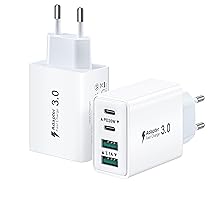 Caricatore USB C, 2-Pack 40W 4-Porto USBC Presa Rapido Spina Alimentatore Multipla Spinotto Muro QC & PD Adattatore Carica Caricabatterie per iPhone 17 16 15 14 13 12 11 Pro Max, Samsung ﻿