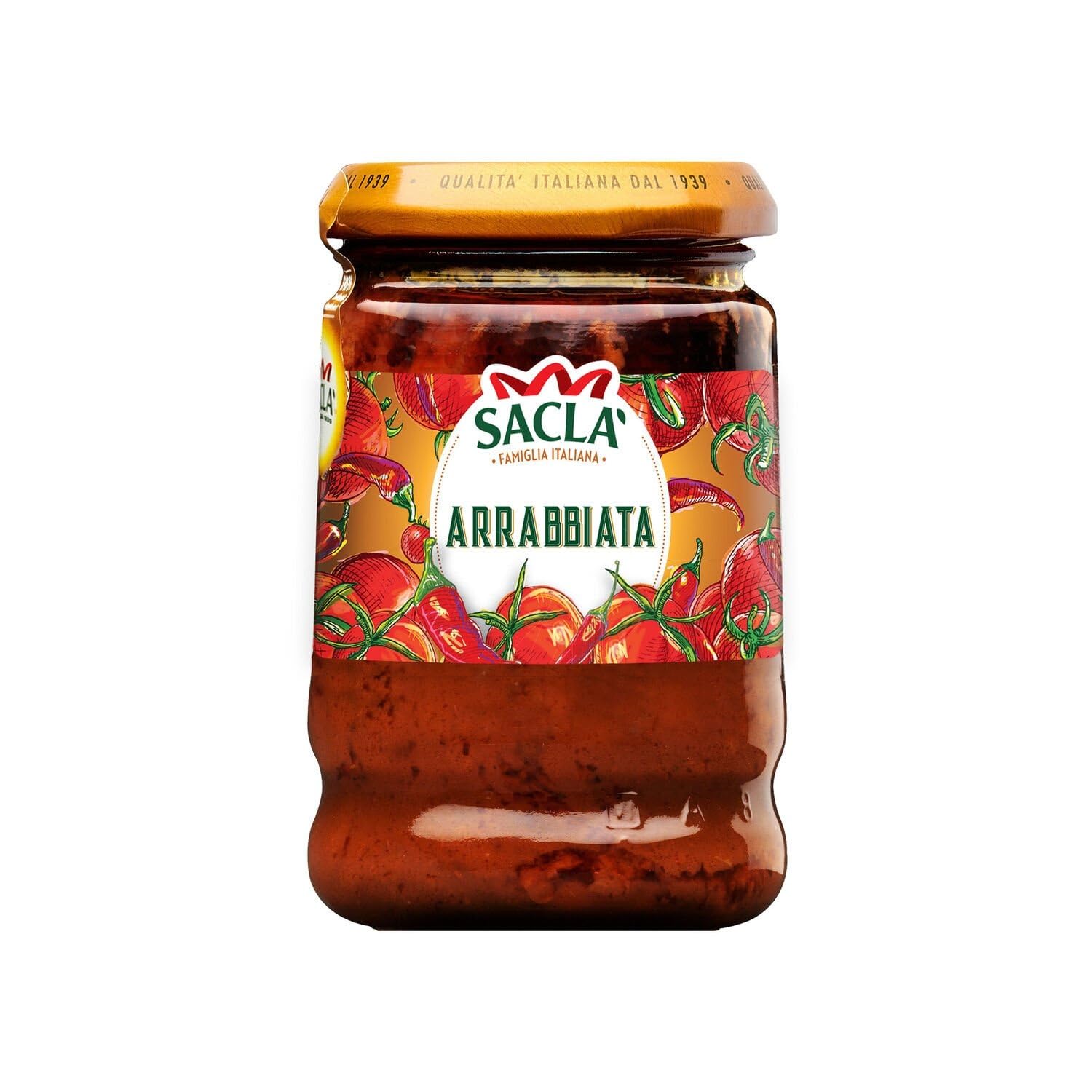 SACLA – Sauce Arrabbiata Épicée et Authentique, Parfaite pour Rehausser Vos Plats (Pot 190g) - Le Lot De 4