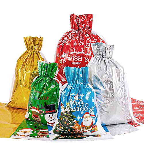 Best Deal Product Drawstring Bags Set 30 Pieces Large Wrapping Bags 3 Sizes Goody Bags with Hanging Tags Cards and String Tie
