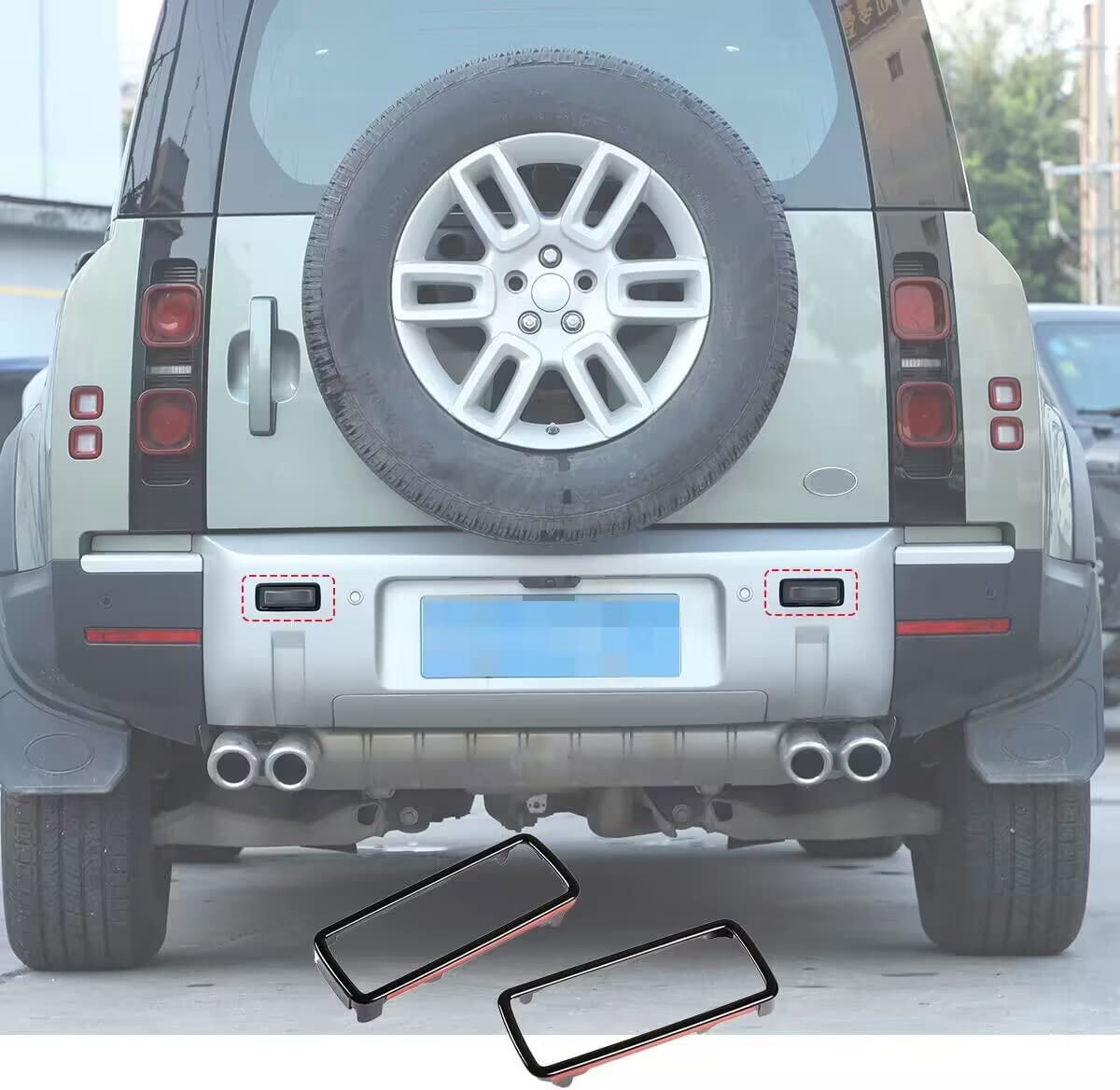 YIWANG Aluminum Alloy Iron Rear Bumper Tow Hook Rescue Accessories 2PCS for Land Rover Defender 110 2020-2022 (Hook Hole Decorative Frame-ABS 2pcs)