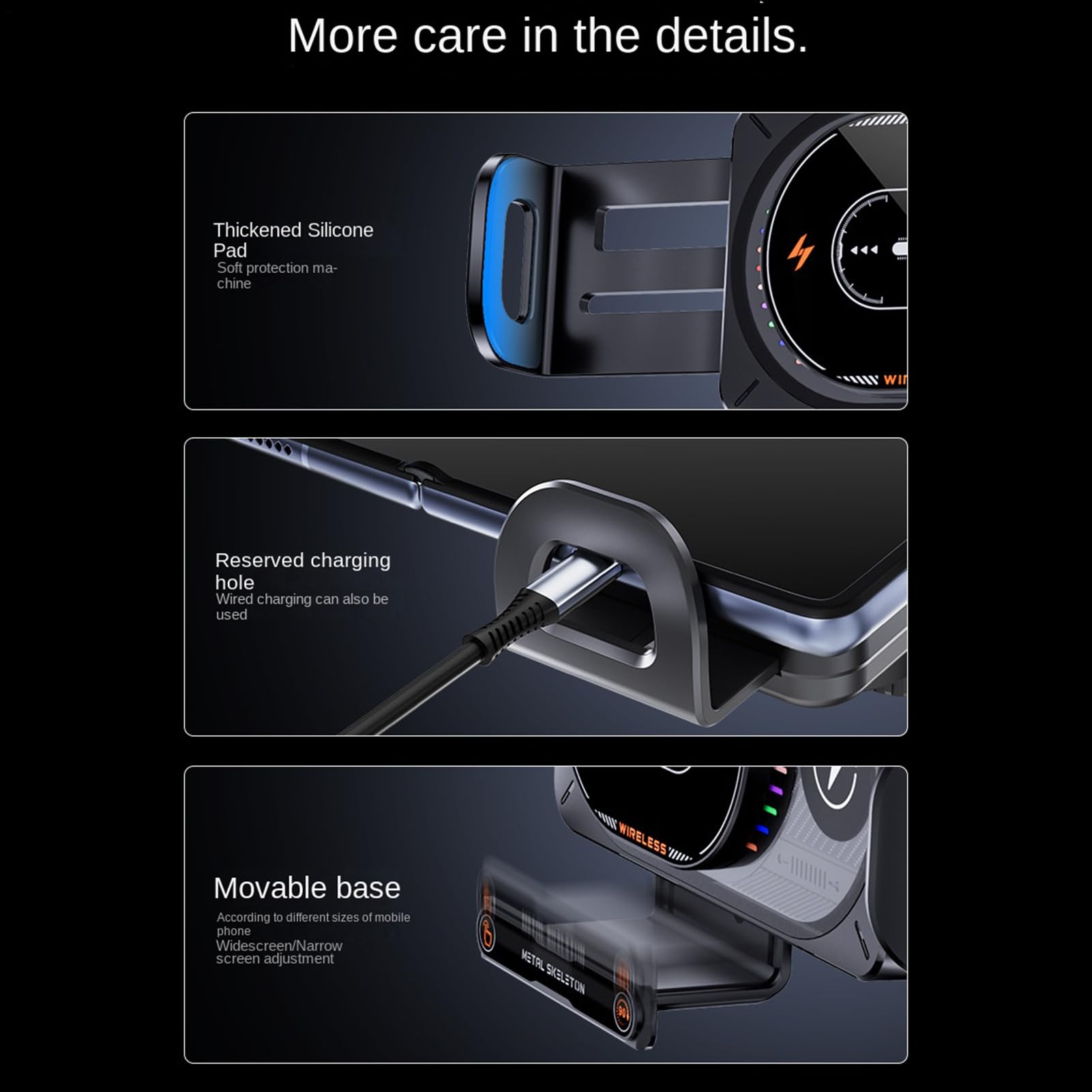 Cargador Inalámbrico Coche Carga Rotatoria para Teléfono Móvil