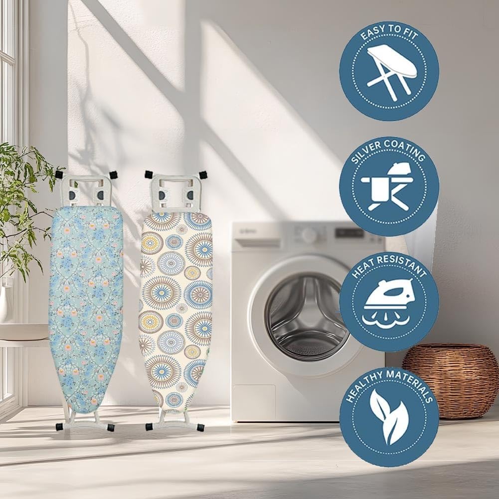 Ironing Board Cover 19"x47" 58"x20" Iron Board Covers And Pad With Adjustable Elastic Edges，Heatproof Ironing Board Covers For Standard Size(Dark gray,134x58cm/53x23in)