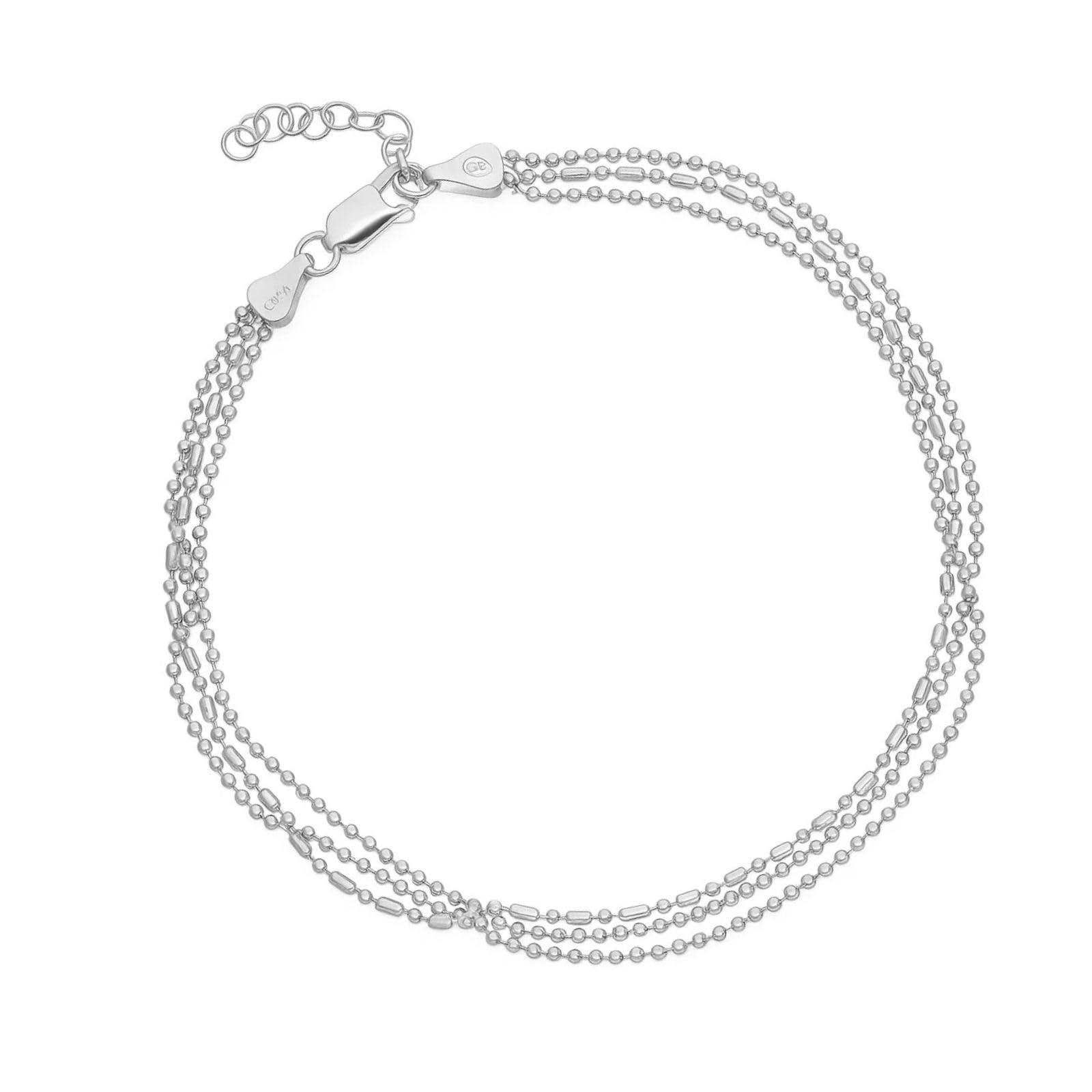 LillyMarie Cavigliera Tripla In Argento Sterling Regolabile Con Chiusura A Molla Per Donna