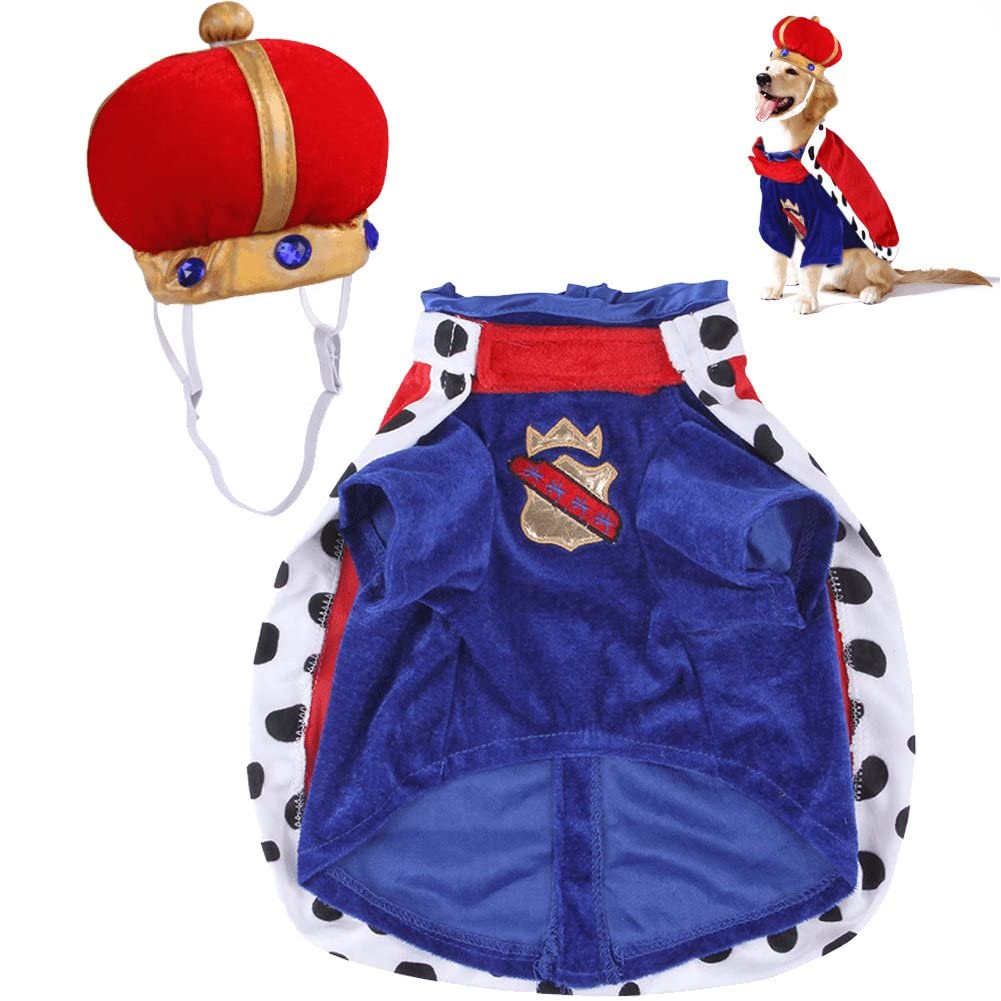 Casquette couronne et cape de roi pour chien aux finitions soignées