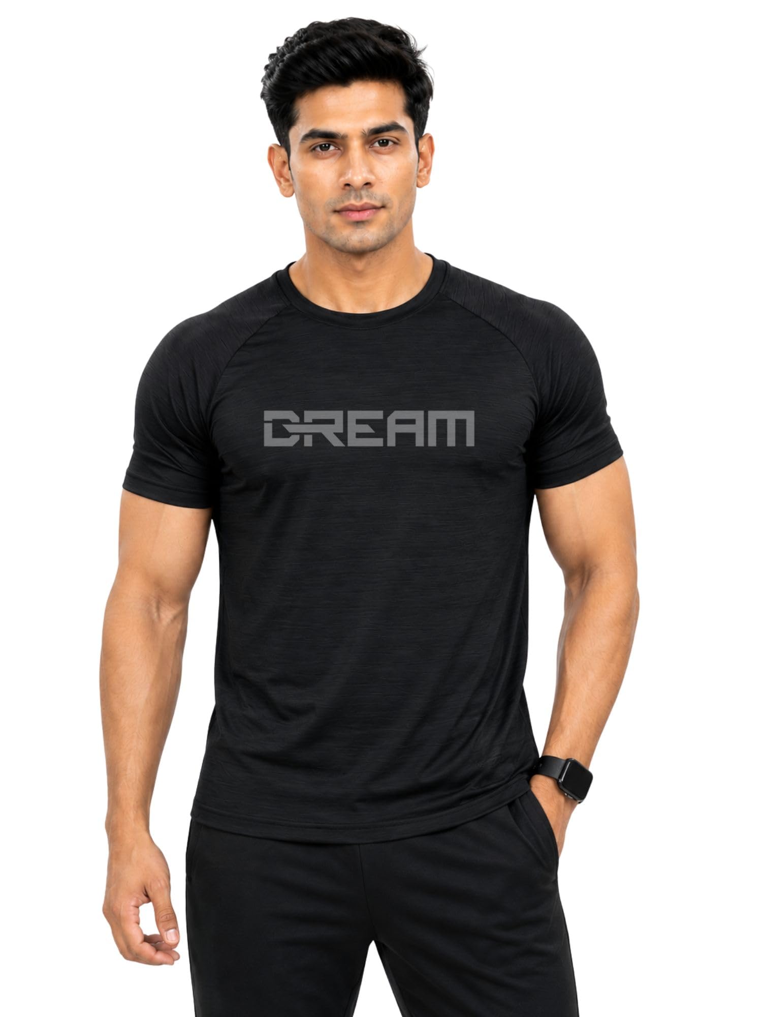 Men's Snowfall Raglan Sleeve Sports T-Shirt Polyester Gym Tee-Dream-image-37