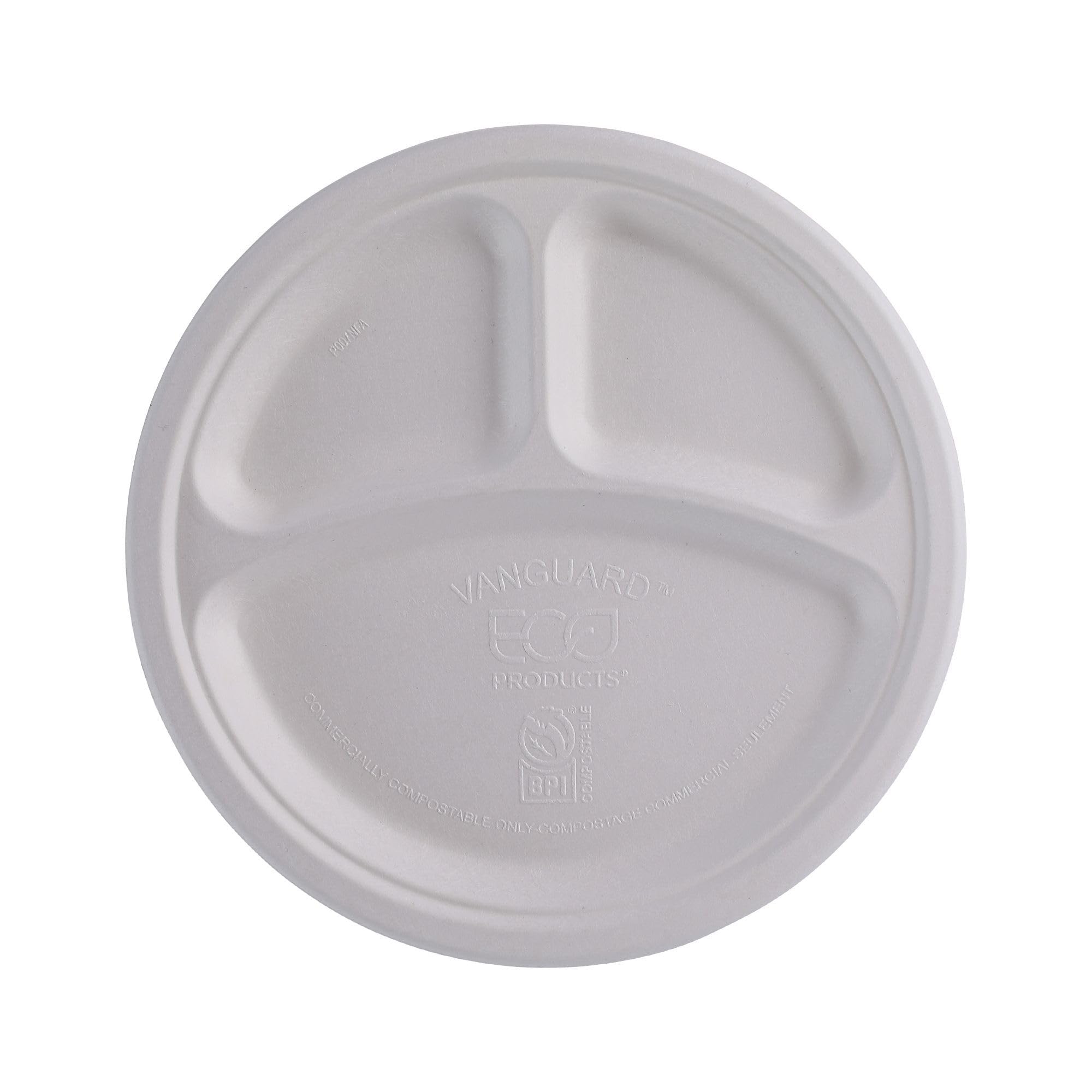 Vanguard - Plato de caña de azúcar (25,4 cm, 3 unidades), color blanco