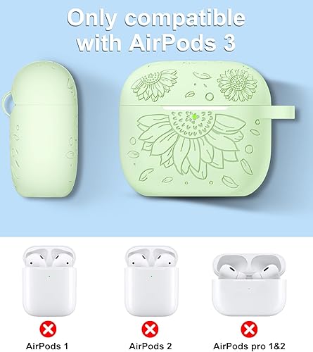 Miniatura 10 de Funda para Airpod y Airpods de 2 generación, cubierta de piel grabada con girasol compatible con Apple AirPods 21 funda de carga para hombres y