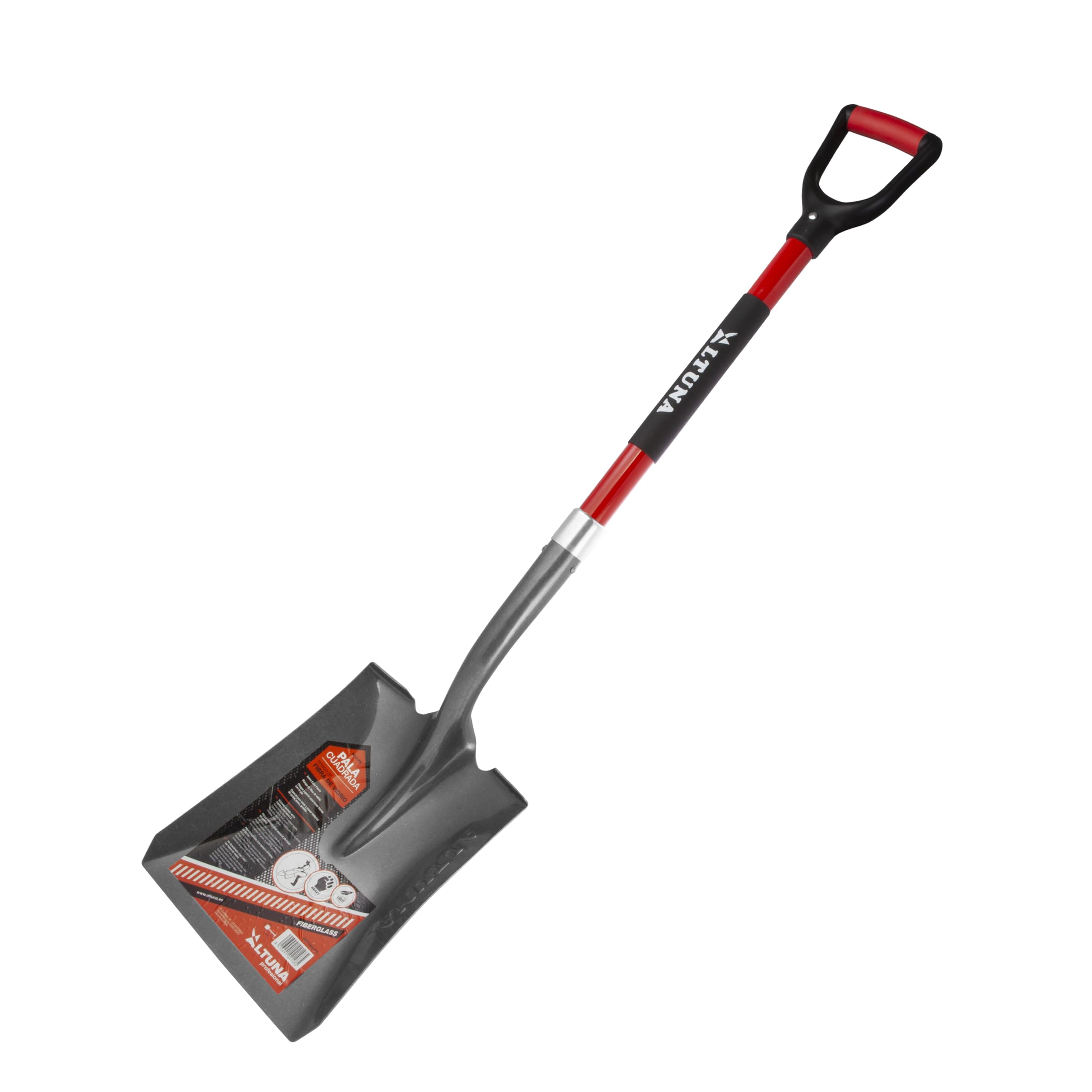 Altuna Pala di Giardinaggio di Alta Resistenza - 22 x 29 x 105 cm - Modello 8541FS - Capacità Extra Forte con Manico in Fibra di Vetro - Testa Forgiata - Ideale per Lavori e Agricoltura