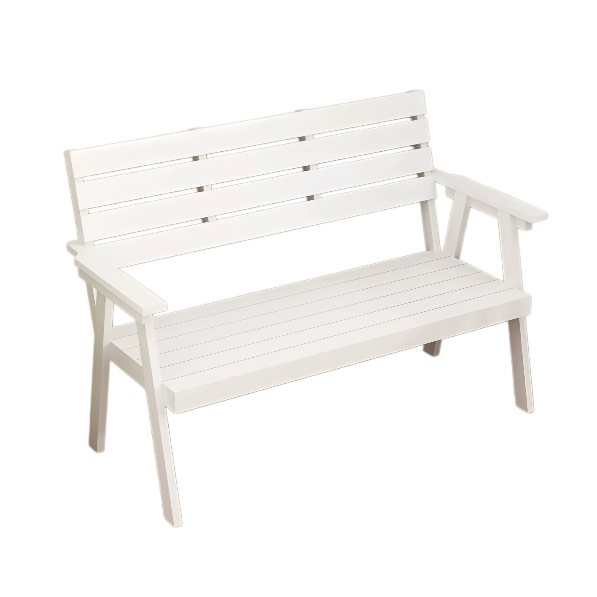 Banc de Terrasse à Lattes Résistant aux Intempéries et Assise Tout Temps Blanche