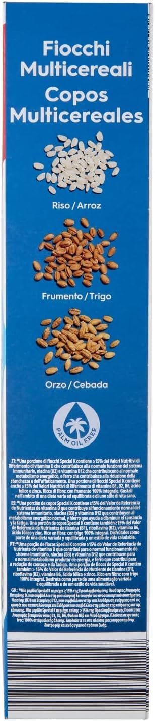 12x Kellogg’s Special K Classic knusprige Getreide-Flakes mit Vollkornweizen – ballaststoffreiche Frühstückscerealien – natürlicher Genuss ohne künstliche Farb- und Aromastoffe 450g