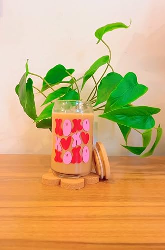 Miniatura 2 de Iced Coffee Glass Cup with Bamboo Lid and Straw | 16oz Beer Can Glass | beer glass Cup | Can Shaped Glass Soda Can Cup | Xoxo can Glass Cup, Beer