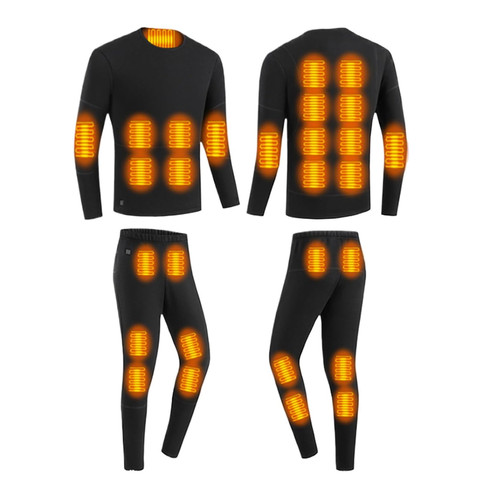 Conjunto De Ropa Interior Térmica para Hombre, 28 Zonas De Calentamiento, 3 Configuraciones De Temperatura (30-55 °C), Ropa Térmica Lavable De Cuerpo Entero para Invierno. Black-5XL