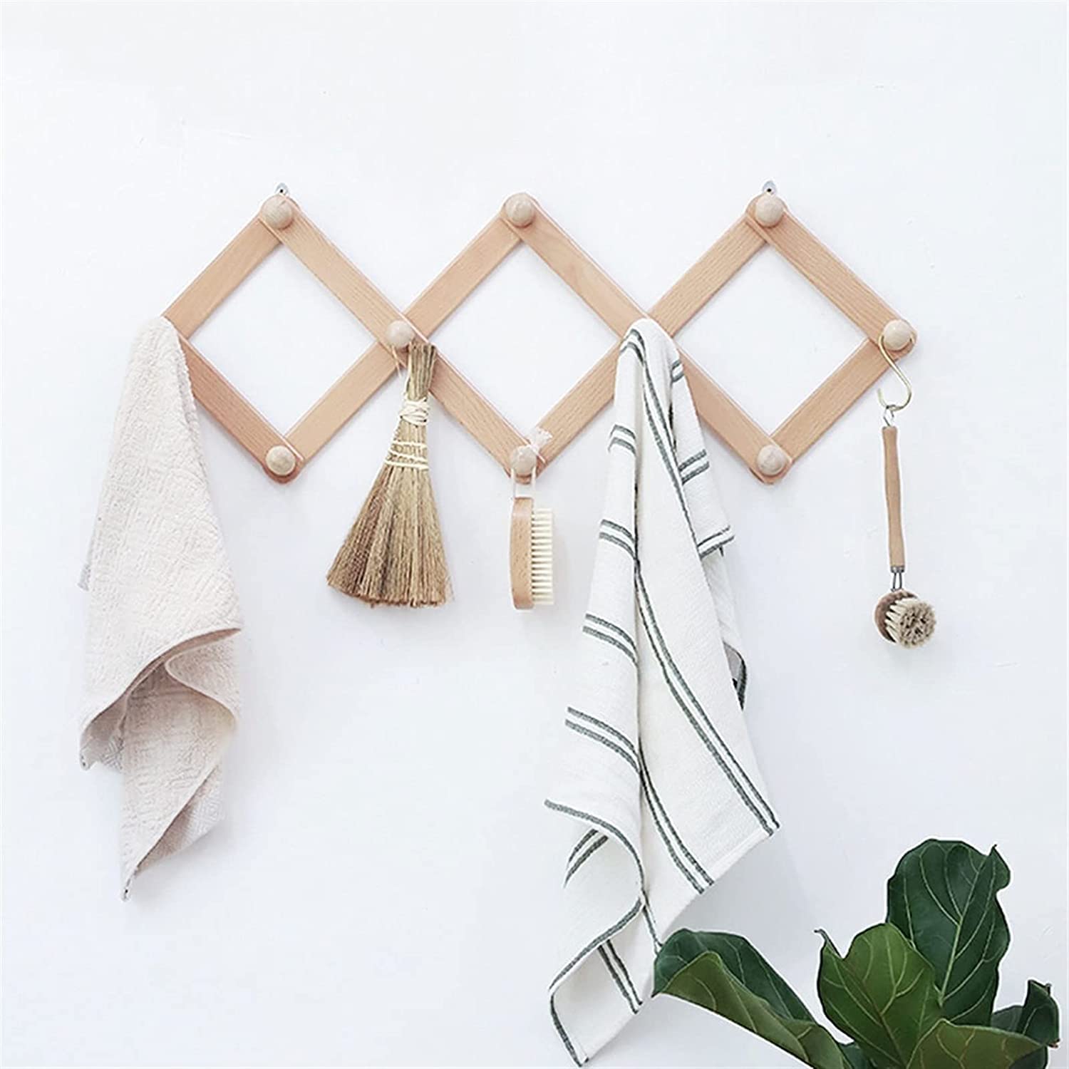 Porte Manteau Mural En Accordéon Rétractable En Bois Pour Entrée, Salle De Bain, Chambre À Coucher, Bureau, Cuisine, Porte Serviettes, Crochet De Chapeau